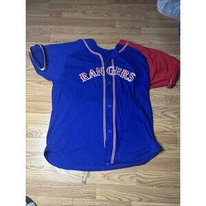VINTAGE TEXAS RANGERS STARTER MLB RED Blue JERSEY 100% POLYESTER Size Large